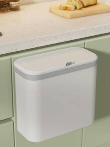 Papelera para el baño del hogar, cubo de basura con tapa de gran capacidad, diseño minimalista - Multicolor - Ver 2