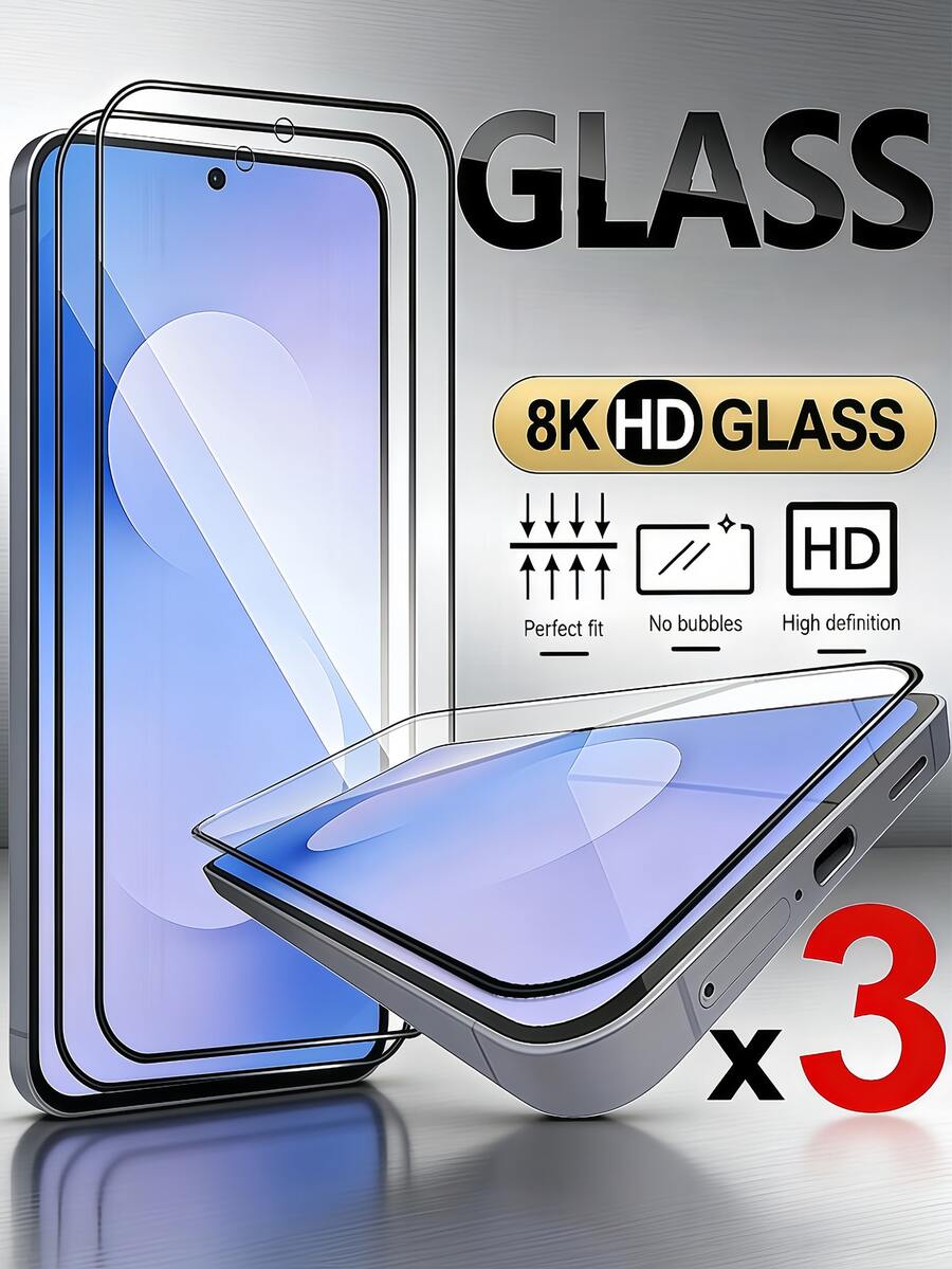 Protector de pantalla de vidrio templado negro 3 piezas, cobertura completa, borde negro, vidrio templado 9H, protector de pantalla anti-explosión y anti-arañazos compatible con Samsung Galaxy S26 S25 A57 A37/ 15T/ Note 15 Pro/POCO X7 Pro, sin fugas de luz, recortes precisos, bordes suaves, protector de pantalla anti-amarillento, regalo de primavera y aniversario