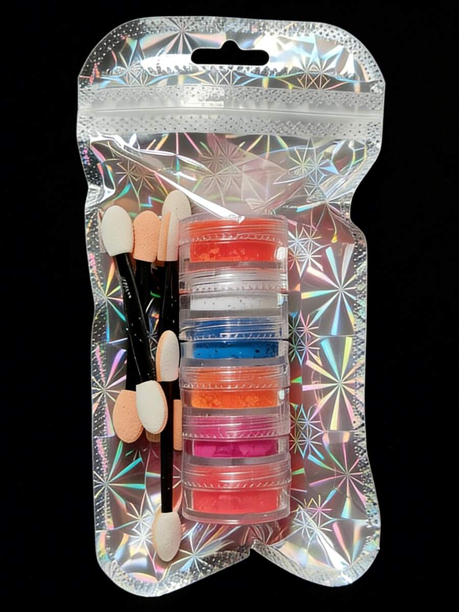 Dofuny 6pcs Fluorescent Matte Nail Pigment Phosphor Loose Nails Powder Bright Neon Acrylic Nail Ideas Glitter Eyeshadow Pigment Matte Spangle Cosmetic Shimmer Eye Shadow Dust - Multicolor - View 1