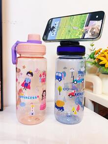 1个700毫升户外运动露营水瓶，可爱便携式恐龙、汽车、美人鱼卡通设计，适合学校、宿舍、校园使用，带提手 - 彩色 - 查看 4