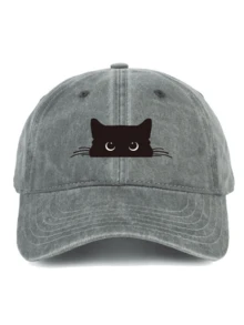 1pc Kids Black Cat Baseball Cap, Unisex Summer Sun Hat, Fashionable Outdoor Snapback - 1PC - View 5