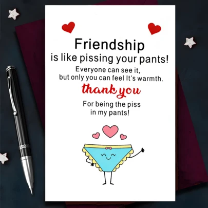 1pc Funny Valentine's Day Card Birthday Card "Thanks For Being The Pee In My Pants" Friendship Card- Toilet Paper Roll, Humorous Greeting For Best Friend Birthday, Christmas Or Just Because - Humor Gift Suitable For Best Friends & Close Buddies