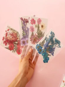 10pcs Dried Flower Bookmarks, Creative Handmade Pressed Flower DIY Face Stickers, Pressed Flower Material Kit, Small Gifts, Homemade Plant Specimens, Suitable For Christmas, Valentine's Day, Weddings - Multicolor - View 11