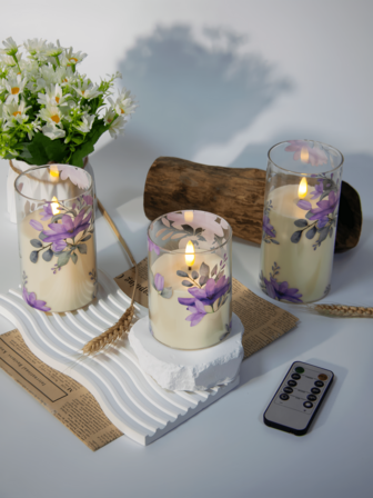 3支装无焰遥控蜡烛，闪烁LED蜡烛，适用于家庭聚会、婚礼、浪漫、爱情、节日装饰