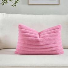 1 vỏ gối nhung màu trơn (không bao gồm ruột gối), vỏ gối trang trí bằng vải flannel hiện đại, trang trí nhà cửa. - Màu Hồng Tươi - Xem 12