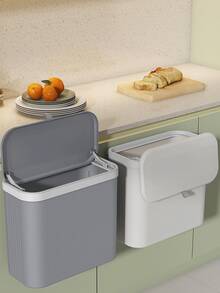 Papelera para el baño del hogar, cubo de basura con tapa de gran capacidad, diseño minimalista - Multicolor - Ver 3