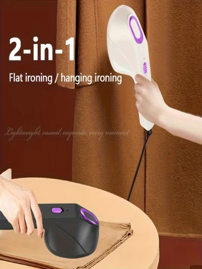 1 st handhållen klädångare, mini elektriskt strykjärn, bärbar strykmaskin för hemmabruk, snabb strykning vid höga temperaturer, smart temperaturkontroll, konstant temperatur utan temperaturjustering, platt/hängande strykning 2-i-1, stor slät platta, justering med flera hastigheter, skadar inte kläderna, lämplig för hemmet, resor, affärsresor och andra scenarier, slätar enkelt ut skrynklor, snabb strykning