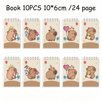 Set de 12 piezas de artículos de oficina con diseño de capibara, incluye cuadernos de bolsillo con puntada linda, cuadernos, artículos de oficina con tema de dibujos animados, diario con tema de dibujos animados, adecuado para estudiantes y uso de oficina, regalo de regreso a clases (algunos artículos se envían al azar)