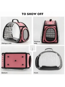 Diagonal Pet Bag Breathable Portable Pet Bag Cat Backpack Folding Transparent Cat Bag, Small 3 Pounds Capacity, Large 10 Pounds Capacity Cat Carrier Cat Bag