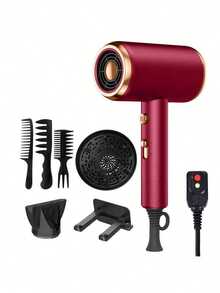 五合一吹风机，带扩散器，大功率吹风机，男女通用，快速干发，带风嘴，适合家庭、沙龙、旅行、送礼、节日使用，包含3个梳子和吹风机支架，灰色、白色、绿色、粉色、红色