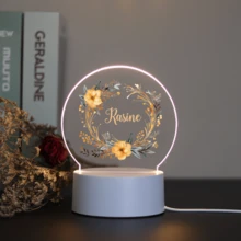 1pc Customized Name Floral & Butterfly Decor 3D LED Night Light, Suitable As Birthday Gift, Wedding Party Gift, Mother's Day Gift, Girlfriend Gift, Family & Friend Gift, Graduation Gift, Valentine's Day Gift - Brown - View 38