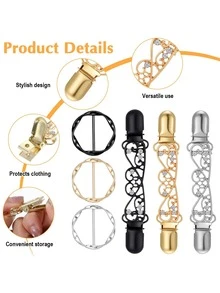 1/6个装束腰夹，连衣裙后背束腰夹，毛衣夹，用于固定毛衣，披肩和开衫领夹，女士服装 - 彩色 - 查看 2