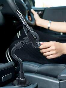 360°可调节车载杯架手机支架，适用于卡车、高尔夫球车等车辆，可固定智能手机 - 黑色 - 查看 2