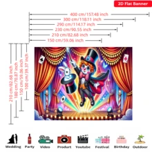 Phông nền 2D phẳng chủ đề ảo thuật gia chú hề xiếc – Chất liệu polyester, biểu ngữ chủ đề ảo thuật, với hình ảnh chú thỏ đội mũ phớt, quân bài, rèm đỏ và họa tiết ánh sáng sân khấu. Thích hợp cho tiệc sinh nhật trẻ em, sự kiện chủ đề xiếc, trang trí lớp học mầm non, phông nền chụp ảnh, đồ dùng lễ hội, phòng, vườn và đạo cụ studio chụp ảnh – Lý tưởng cho trang trí nhà cửa và trang trí tiệc tùng. Có nhiều kích cỡ khác nhau. - Nhiều màu - Xem 11