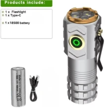 Linterna mini portátil de 6 * LED recargable por USB, lámpara de bolsillo de aleación de aluminio, para uso en exteriores, campamento y pesca - Negro - Ver 14