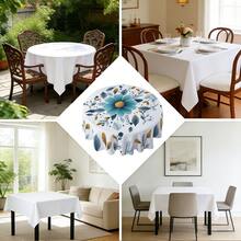1pc/36pcs Vintage Blue Floral Wrinkle-Resistant Tablecloth, Embossed Edge Craft, Rectangular/Round Tablecloth, Multiple Sizes Available, Polyester Fiber Tablecloth, Indoor Dining/Outdoor Party - Mint Blue - View 2