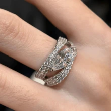 VKHK 1pc Luxurious Sparkling Full Zirconia Stone Ring, Suitable As Wedding/Gift Accessory For Women - Diamond Ring - View 6