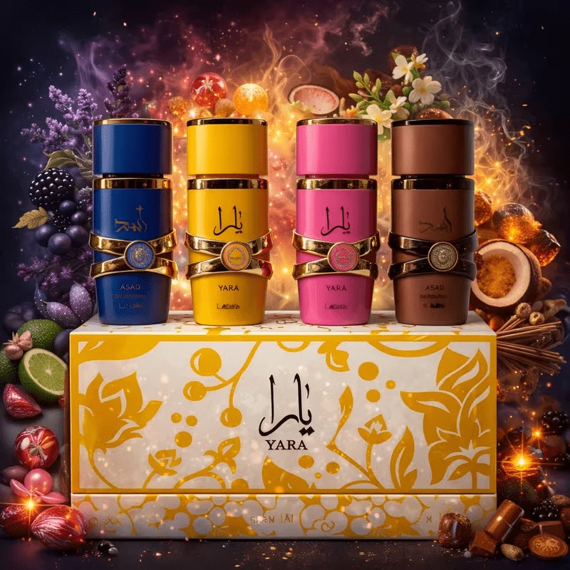 LATTAFA - YARA & ASAD PERFUME GIFT SET – SET OF 4 BOTTLES (EAU DE PARFUM) - East - View 1