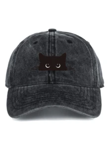 1pc Kids Black Cat Baseball Cap, Unisex Summer Sun Hat, Fashionable Outdoor Snapback - 1PC - View 8