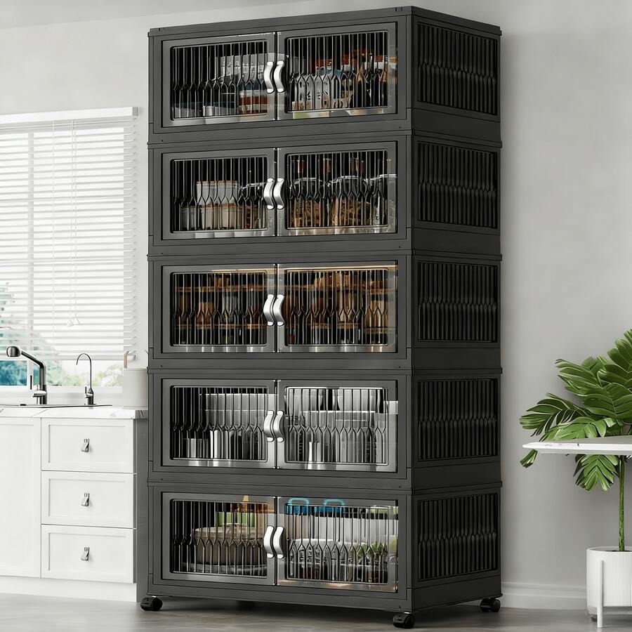 5layer Plastic Storage Bins, Foldable Storage Bins With LIDS And Wheels, Foldable Storage Boxes With Doors, Closet Storage And Storage Drawerscloset Organization And Storage,Dresser Organizer,Organizadores Para Habitación,Toy Storage Organizer,Closet Organizer,Clothes Organizer,Storage Organizer,Storage Cabinet,Organizadores Para Habitación,Clothes Storage,Kitchen Storage,Kitchen Organization And Storage,Storage Organizer For Bedroom,Cabinet Organizer,Room Organization,Under Bed Storage,Room Decor,Home Decor,Organization And Storage,Storage Organizer,Bathroom Storage,Home Organization And Storage,Home Organization And Storage,Pantry Organization And Storage, Foldable Stackable Lockers Outdoor Decor, - 4層 - 查看 1