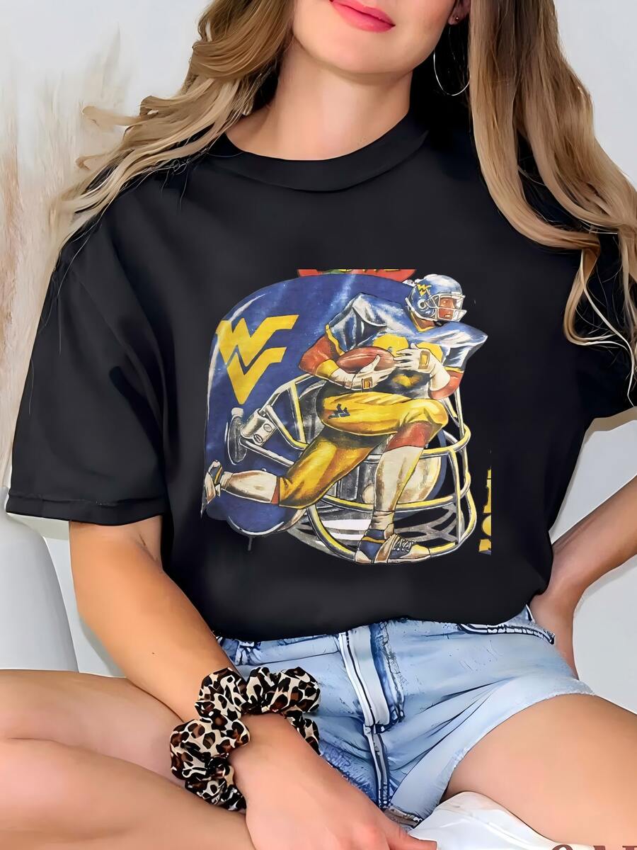 Womens Vintage 90s West Virginia Mountaineers Hoodie West Virginia Sweatshirt West Virginia University West Virginia Football Sweater Jacket Gift T-Shirt - 黑色 - 查看 1