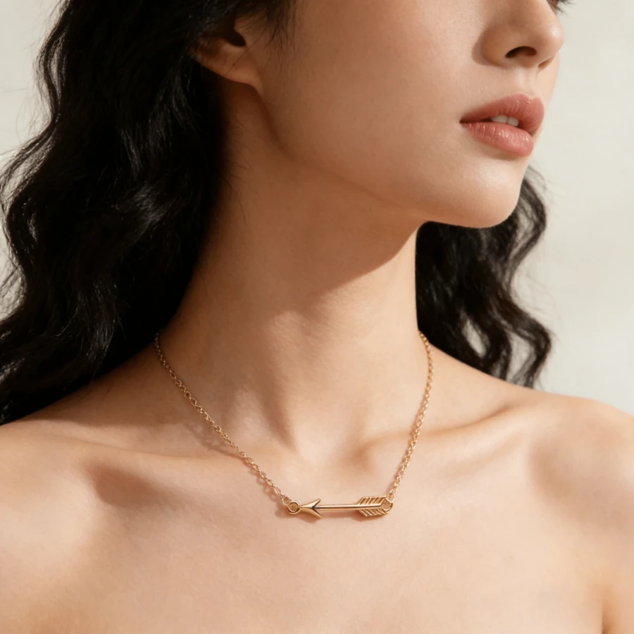 1件时尚个性创意合金项链，简约优雅箭头锁骨链，适合日常休闲佩戴，情人节礼物 - 彩色 - 查看 1