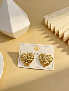 1. Pendientes de acero inoxidable chapado en oro hipoalergénicos, acabado mate, diseño grueso para mujeres 2. Pendientes hipoalergénicos de moda con textura geométrica, ligeros 3. Pendientes de joyería vintage, regalo para mujeres 4. Pendientes con colgante único y grueso de moda 5. Conjunto de pendientes chapados en oro para mujeres 6. Pendientes con colgante chapados en oro delicados, hipoalergénicos 7. Joyería de moda, regalo para mujeres, regalo de fiesta - Multicolor - Ver 4