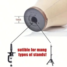 22-Inch Cork Canvas Mannequin Head With Mounting Holes For Wig Styling And Wig-Making, Complete With Cork Canvas Base And Headband Support Frame. - Light Brown 22-inch Set - View 7