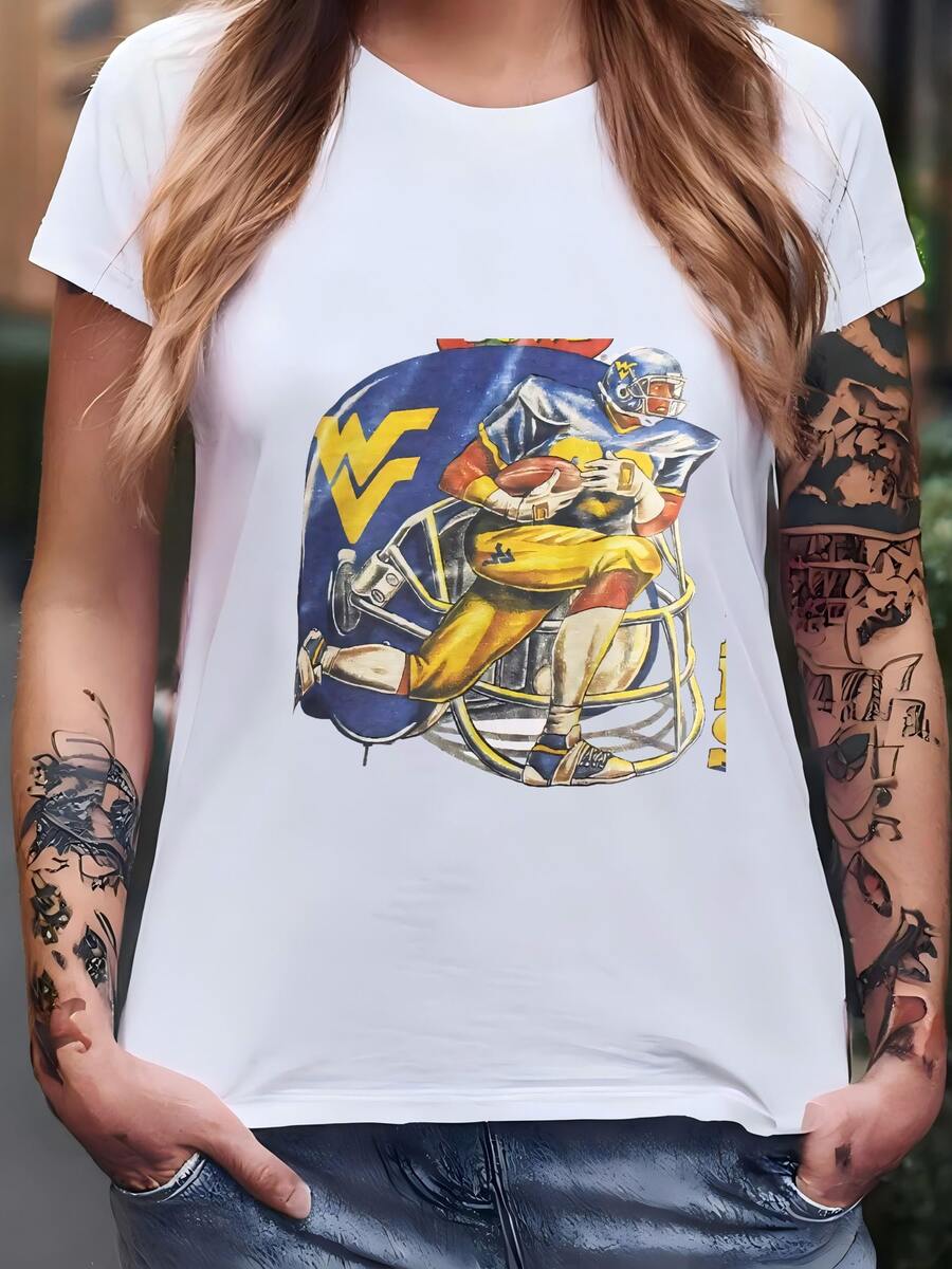 Womens Vintage 90s West Virginia Mountaineers Hoodie West Virginia Sweatshirt West Virginia University West Virginia Football Sweater Jacket Gift T-Shirt - 白色 - 查看 1