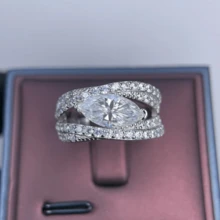 VKHK 1pc Luxurious Sparkling Full Zirconia Stone Ring, Suitable As Wedding/Gift Accessory For Women - Diamond Ring - View 8