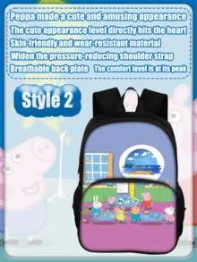 Peppa Pig Animated Cartoon Backpack, Large-Capacity Computer Backpack, Fashionable Schoolbag, Multi-Purpose Outdoor Backpack - Multicolor - View 13