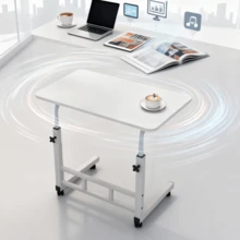 Adjustable Height Movable Caster Desk - Heavy Duty Foldable Computer Desk With Storage Shelves, Wood/Metal Frame, Space-Saving, Suitable For Offices, Bedrooms, Dormitories, Small Spaces - Easy Assembly Without Tools, Modern Desk, Plywood Tabletop, Sturdy Small Workbench, Apartment Living - trắng - Xem 8