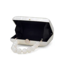 Gets Acrylic Evening Clutch Bag Marbling Handbag For Women With Pearl Chain Crossbody Purse Formal Wedding Prom Party Luxury Designer Fashion Accessory - trắng - Xem 9