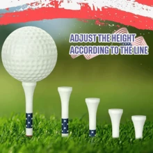 50/100pcs American Flag Design Golf Ball Tees, Bamboo Patriotic Golf Tees, US Flag Golf Tees, Reduce Side Spin And Friction, Suitable For Men And Women Golfers - Red and White - View 5