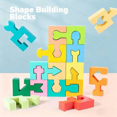 Montessori Geometric Shape Matching Building Blocks, Hand-Eye Coordination & Logic Training Early Educational Toys For Children