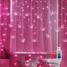 3.5m/114.8ft Butterfly Shaped LED Icicle String Lights, 8 Lighting Modes, USB Powered, Fairy Lights For Window, Room, Bedroom, Christmas, Wedding, Party, Dorm, Garden Decor, Elegant Lighting - Multicolor - View 5