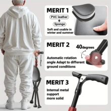 2-In-1 Walking Cane With Seat, Cane, 4-Leg Cane And Folding Cane With Seat, Alloy Cane Chair, 3/4-Leg Cane And Folding Chair With Cane, Walking Cane, Portable Folding Cane, Adjustable/Heavy Duty/Non-Slip Lightweight Cane For Elderly - Multicolor - View 6