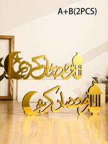 1件金色亚克力新月形桌面摆件，节日家居装饰，派对中心摆件，现代艺术装饰礼品，桌面摆件，节日标牌，波西米亚风格家居装饰，适用于客厅和卧室，灯笼造型庆典装饰