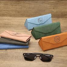 Custom Neutral Folding Glasses Case, Personalized Fashion Eyewear Storage, Gift For Men, Gift For Dad/Mom, Giveaway, Waterproof Hard Glasses Holder - Multi-colored Sheepskin Eyeglass Case - View 3