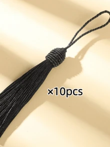 6/10/30入 絲綢流蘇，衣飾配件，DIY流蘇裝飾，流蘇吊飾，流蘇裝飾品，帽子流蘇 - 黑色 - 查看 10