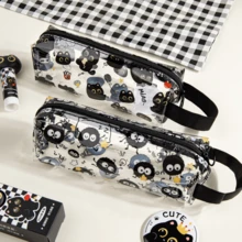 PVC材质猫咪图案铅笔盒，防水防污，可爱大容量设计，新款文具包，适合学校、办公室和手工用品。 - 彩色 - 查看 5