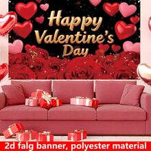 Baner flagowy 2D, 1 szt., dekoracja baneru na walentynki, scenografia na przyjęcie świąteczne, materiały do układania, materiał poliestrowy, możliwość powieszenia wewnątrz i na zewnątrz, wzór czerwonej róży z motywem miłosnym, rekwizyty dekoracyjne na przyjęcie walentynkowe, baner wiszący, świąteczna atmosfera, materiały budowlane, dekoracja baneru na przyjęcie walentynkowe, niezbędna dekoracja. - Wielokolorowe - Zobacz 4