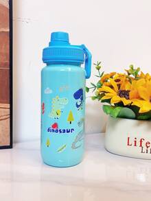 1pc 700ml Outdoor Sports Camping Water Bottle, Cute Portable Dinosaur, Car, Mermaid Cartoon Design, Suitable For School, Dorm, Campus Use With Handle - Multicolor - View 11