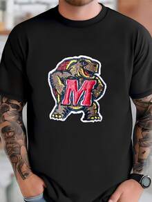 Mens Vintage Maryland Terrapins Strapback Hat Cap Red Ncaa Adjustable Wool Acc Terps T-Shirt - 黑色 - 查看 2