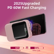 XBJ Sạc dự phòng màu hồng 10000mAh - Sạc nhanh PD20W, tích hợp đèn pin, pin dự phòng thiết yếu cho điện thoại khi đi du lịch. Tương thích với iPhone/Android. Hoàn hảo cho kỳ nghỉ hè, du lịch ngoài trời, cắm trại và dự phòng khẩn cấp. Quà tặng cho nam giới, gia đình, bạn bè, sinh nhật. (Hiển thị dung lượng pin) (Màu hồng) Quà tặng ngày Valentine - Bột Nữ Thần - Xem 5