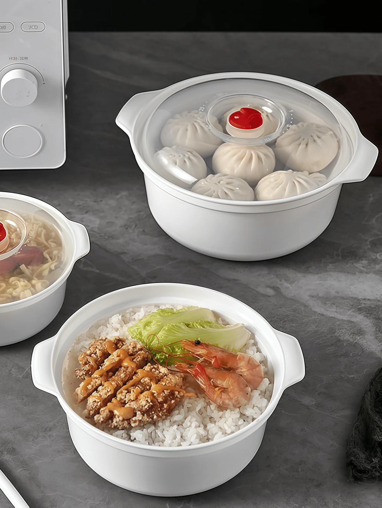 3pcs Microwave Bowls With Lids, Ramen Noodle Soup Bowls, Mixing Bowls, Food Storage Cookware, Suitable For Kitchen, Office, Dorm - Multicolor - View 1