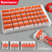 90pcs/35pcs Lever Wire Connectors, DIY Quick Wire Connectors (28-12 AWG), 2/3/5 Port Push-In Electrical Connection Terminals, Plug-In Connection Terminal Blocks, Mini Quick Wire Connectors, Suitable For 0.4-4.0mm Wire Size, No Tape Binding, Fast Connection