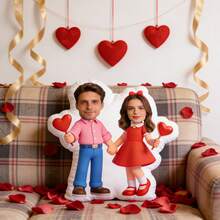 1 Personalized Pillow - Customized Face, Hand In Hand, Unique Breathable, Suitable For She, Him, It, Boyfriend, Girlfriend, Dad, Mom, Family, Friends, Anniversary, Mother's Day, Birthday, Valentine's Day, Christmas, Halloween, Graduation Ceremony, Father's Day, Wedding, Housewife, Sofa, Bed, Car, Tea Room, Bedroom, Bathroom, Living Room, Dining Room