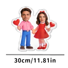 1 Personalized Pillow - Customized Face, Hand In Hand, Unique Breathable, Suitable For She, Him, It, Boyfriend, Girlfriend, Dad, Mom, Family, Friends, Anniversary, Mother's Day, Birthday, Valentine's Day, Christmas, Halloween, Graduation Ceremony, Father's Day, Wedding, Housewife, Sofa, Bed, Car, Tea Room, Bedroom, Bathroom, Living Room, Dining Room