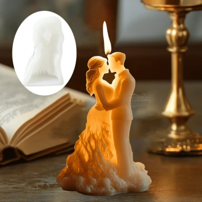 Valentine's Day Couple Kissing Silicone Candle Mold, DIY Princess And Prince Kissing, Romantic Couple Shaped Candle Silicone Mold, Suitable For Resin, Plaster, Clay, Concrete Handcraft Silicone Mold, Home Decor, Holiday Gift